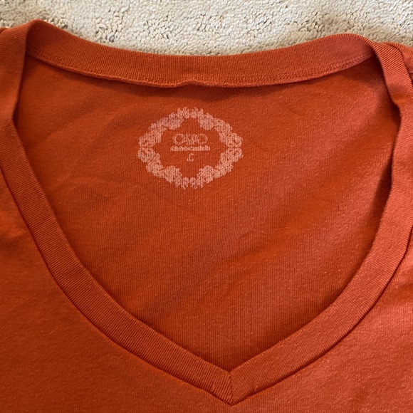 Orange Cotton Casual Shirt with Neckline - Picture 2 of 3